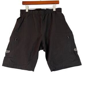 Fox Racing Mountain Bike Shorts Mens Large Black Padded Liner Cargo Pockets 9”